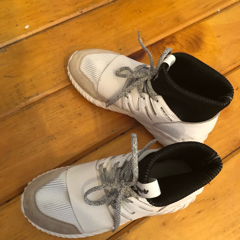 White Adidas Tubular Sneakers Womens 8.5 Kida 6.5